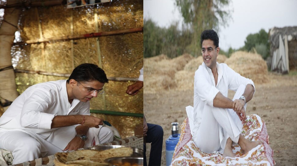आम लोगों की तरह रहे झोपड़ी में sachin pilot, rajasthan