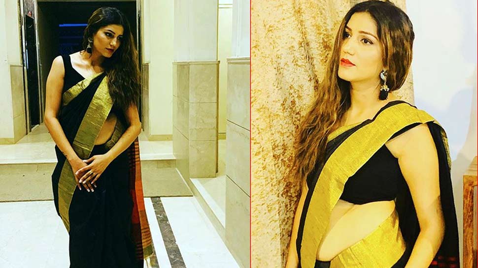 सपना चौधरी फैंस के दिलों पर भी राज करती हैं sapna choudhary black saree photos goes viral