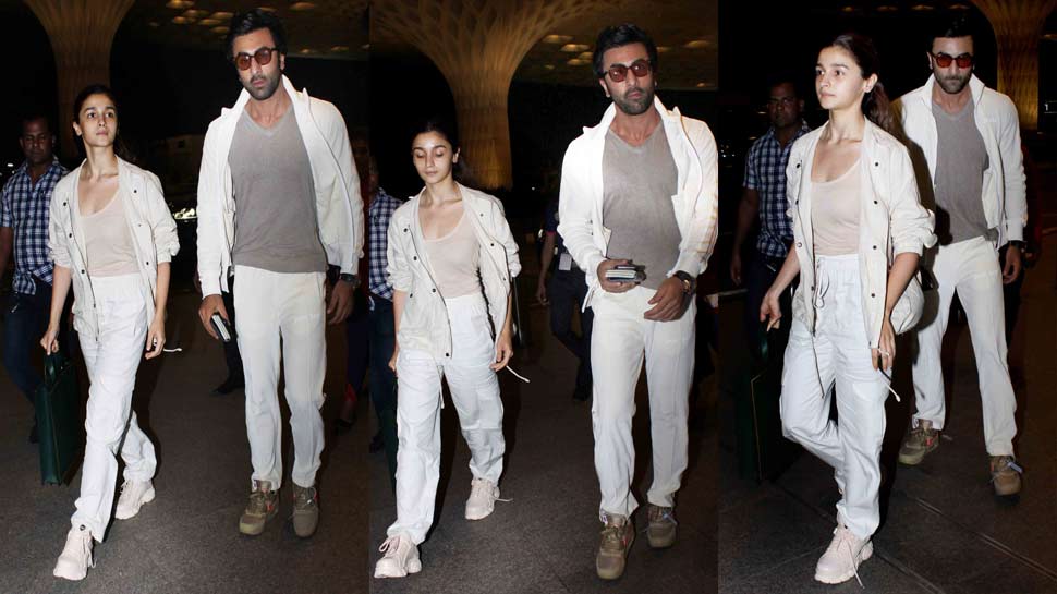 कैजुअल लुक की फोटोज सोशल मीडिया पर वायरल Alia Bhatt Ranbir Kapoor Spotted at airport