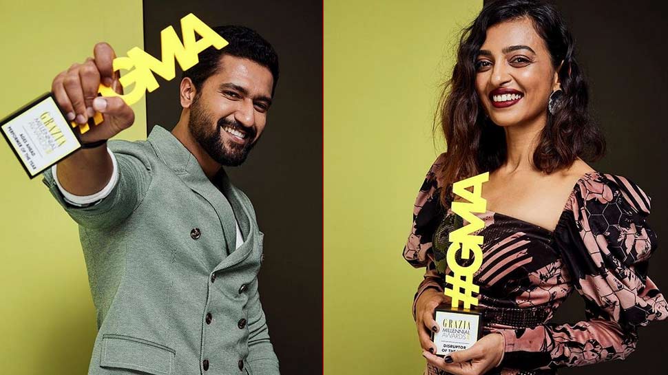 एक्टर विक्की कौशल और राधिका आप्टे Grazia Millennial Award 2019