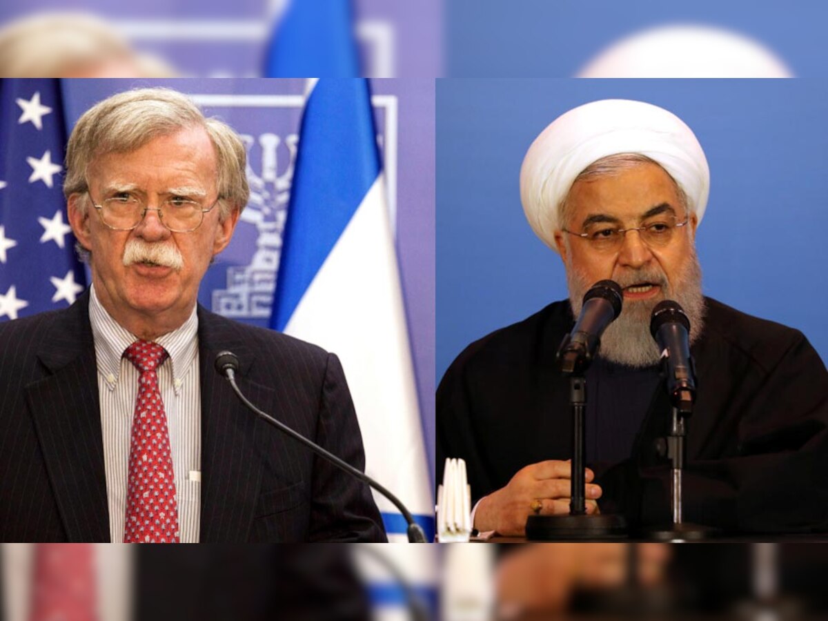 अमेरिकी एनएसए जॉन बोल्टन और ईरान के राष्ट्रपति हसन रुहानी. फोटो: रॉयटर्स