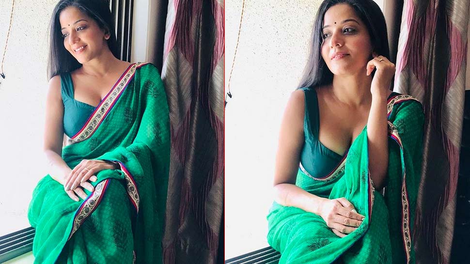 सावन से पहले वायरल हुआ मोनालिसा का ग्रीन साड़ी LOOK, फोटोज मचा रही हैं धमाल