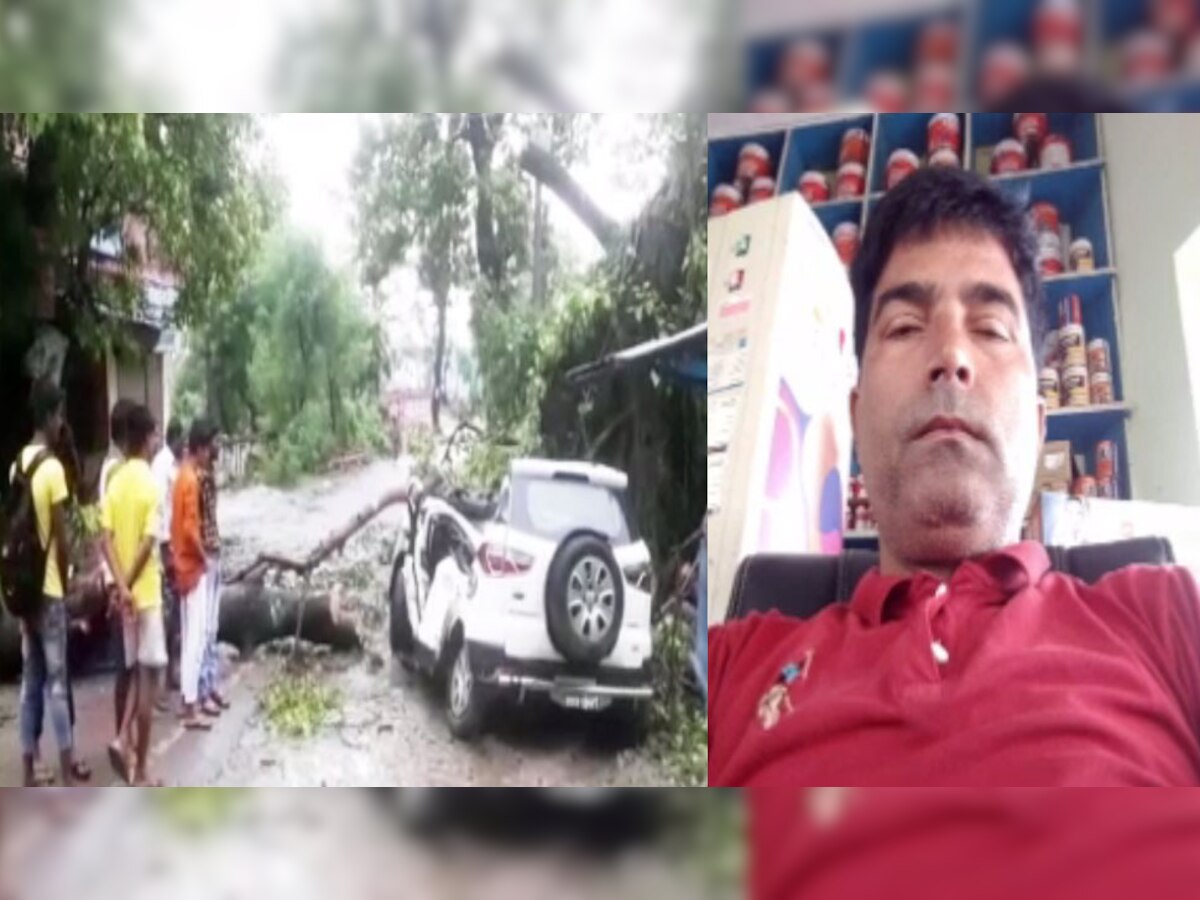 गोपालगंज में गाड़ी पर पेड़ गिरने से कारोबारी की मौत हो गई.