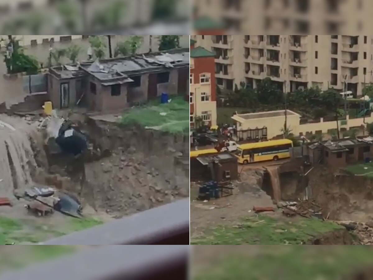 Video: भारी बारिश से इंदिरापुरम में फिर धंसी सड़क, सामने आई प्रशासन की लापरवाही