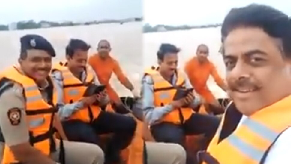 बाढ़ग्रस्त कोल्हापुर के दौरे पर गए थे महाराष्ट्र के मंत्री, हंसते हुए Video हुआ वायरल