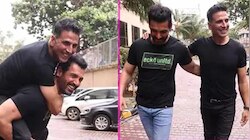 अक्षय और जॉन ने फिल्म प्रमोशन में की जमकर मस्ती, देखिए मजेदार PHOTOS