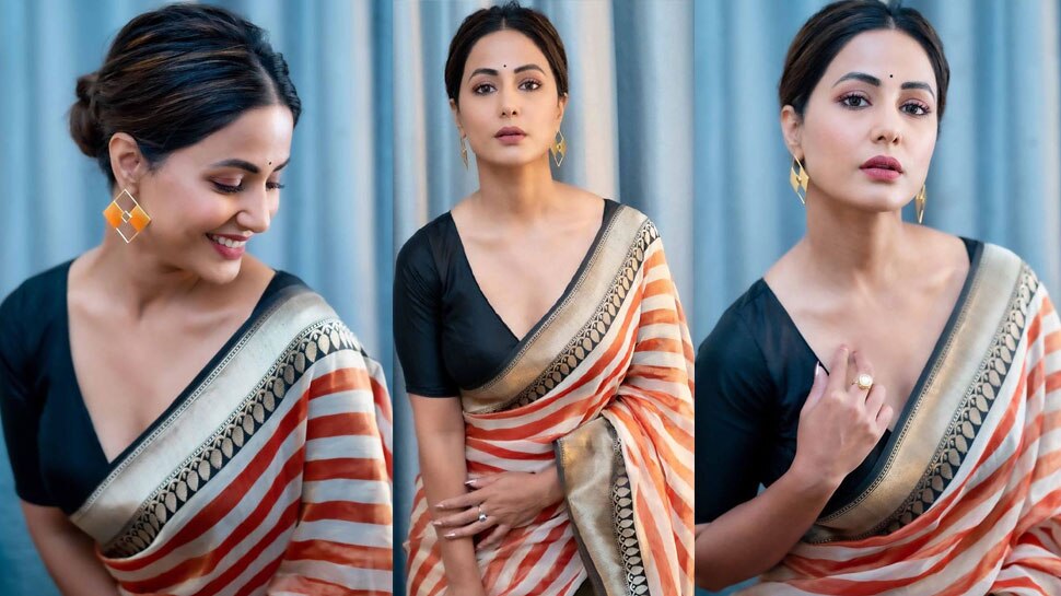 बनारसी साड़ी में आईं नजर hina khan