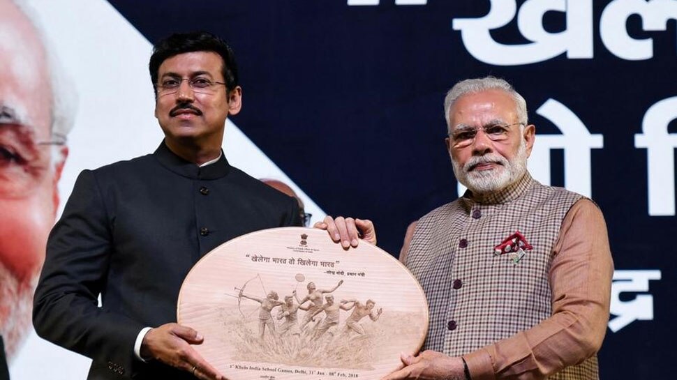 former sports minister Rajyavardhan singh rathore son manavaditya rathore won gold medals in Rajasthan State Open Shooting Championship