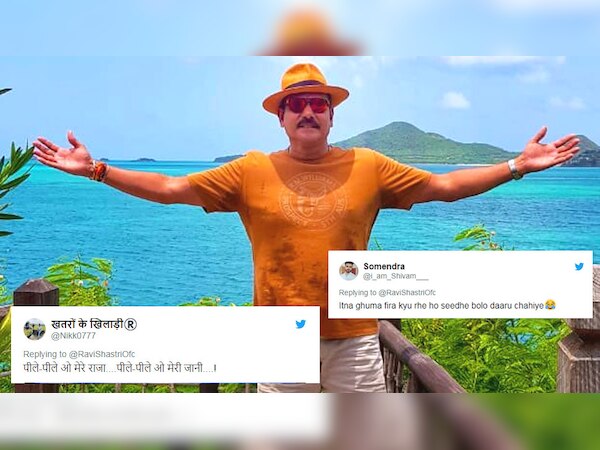 रवि शास्त्री के फोटो पर ट्विटर यूजर्स कुछ इस तरह के कमेंट कर रहे हैं.