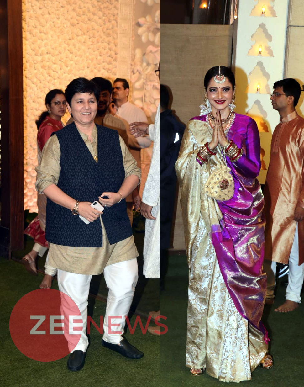 रेखा-फाल्गुनी Alia Bhatt, Ranbir Kapoor, Bachchans spotted at Ganesh Chaturthi Ambani Party