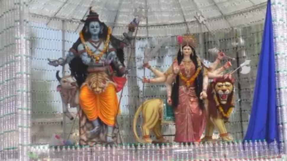 Group of Youth made durga pandal with 12000 plastic bottles awareness ...