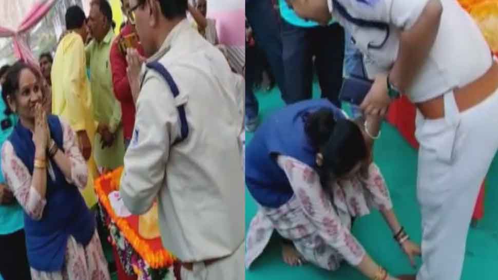 BSP विधायक रामबाई ने छुए पुलिसकर्मियों के पैर, बोलीं- 'मैंने उनका सम्मान किया'