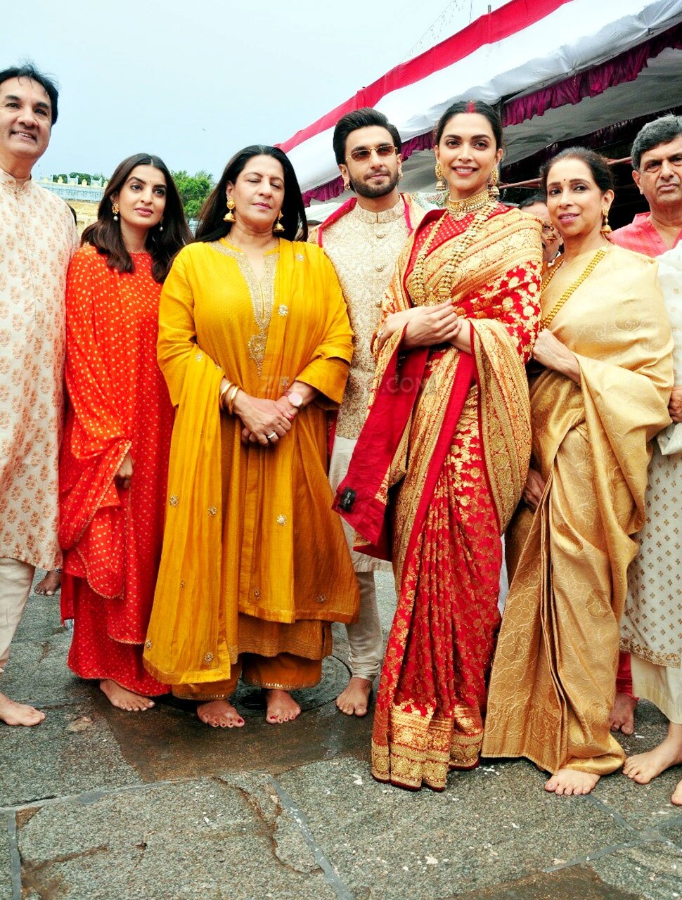 दुल्हन सी सजीं दीपिका Deepika Padukone-Ranveer Singh look like a newly married couple at Tirupati Temple
