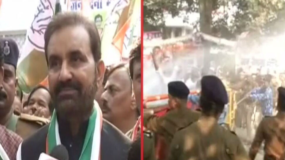 बिहार: कांग्रेस ने निकाला जनवेदना मार्च, कार्यकर्ताओं पर किया गया पानी का बौछार