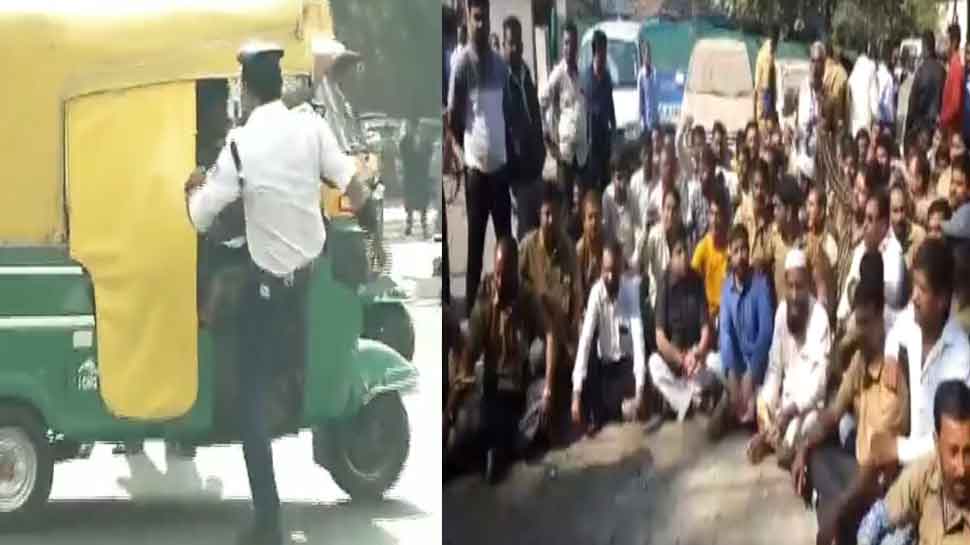 डांसिंग कॉप रणजीत की बढ़ी मुश्किलें, ऑटो चालकों ने प्रदर्शन कर की सस्पेंड करने की मांग