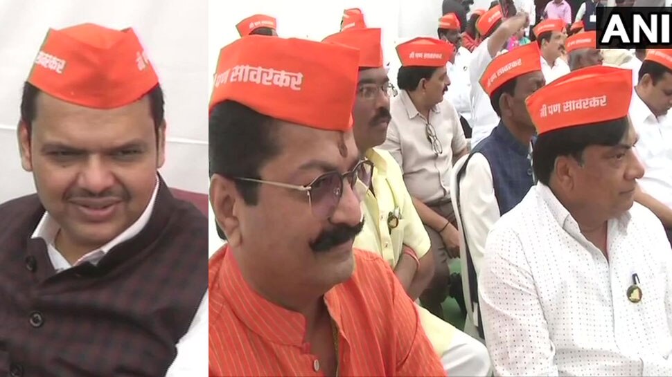 महाराष्ट्र: राहुल को BJP का जवाब, 'मैं भी सावरकर' टोपी पहनकर विधानसभा पहुंचे विधायक
