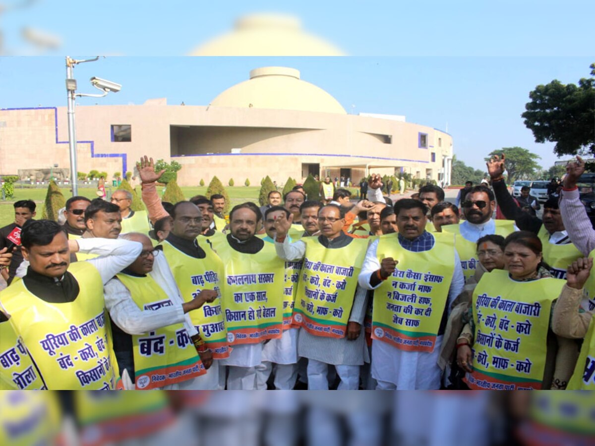 MP: विधानसभा तक BJP विधायकों का पैदल मार्च, युवाओं के साथ छल करने का लगाया आरोप