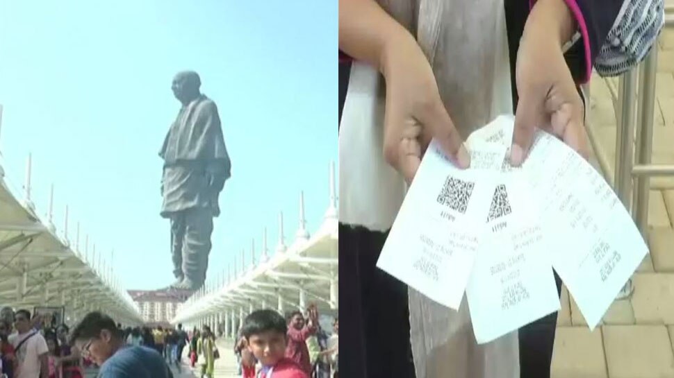 न्यू ईयर पर स्टेच्यू ऑफ़ यूनिटी पर पर्यटकों की भारी भीड़, टिकट की ज़ेरॉक्स कर बेच रहे एजेंट