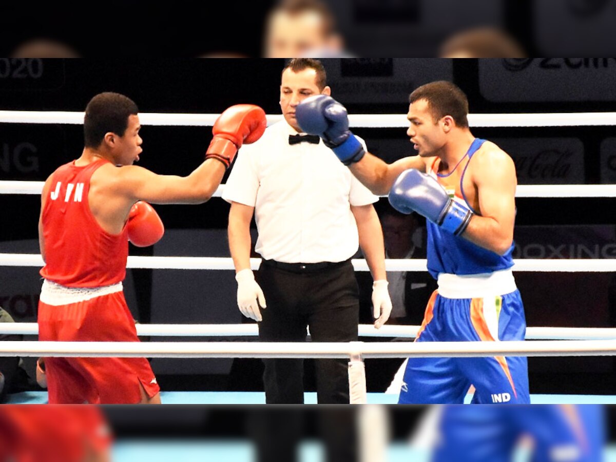 विकास कृष्णन ने जापान के बॉक्सर को हराकर टोक्यो ओलंपिक का कोटा हासिल किया. (फोटो: BFI) 