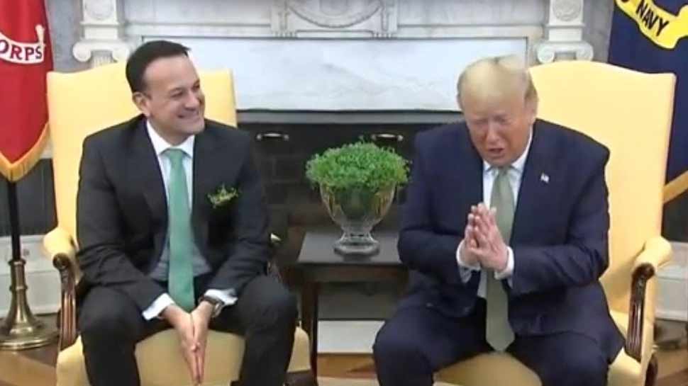 No Handshake Donald Trump Greets With Namaste To Irish Prime Minister Leo Varadkar ह थ म ल न ब द क र न क डर स ट र प न आयरल ड क प एम क क य नमस त Hindi News द न य