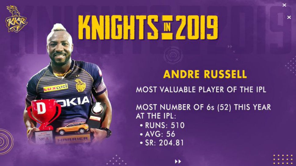 सुपर स्ट्राइकर ऑफ द सीजन अवॉर्ड Andre russell 1