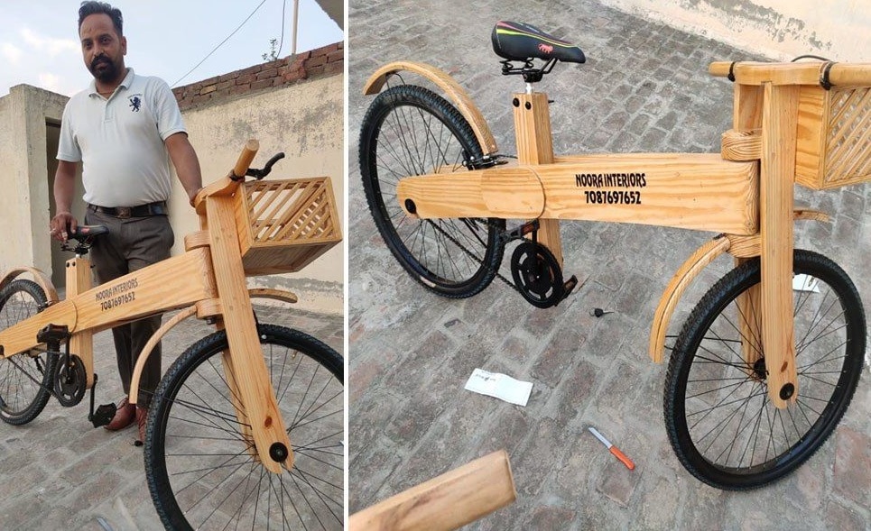 Wooden Cycle: अद्भुत कलाकार धनीराम सग्गू ने बनाई लकड़ी की साइकिल 