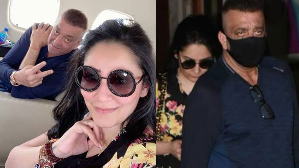 sanjay dutt leaves mumbai With Manyata flies to dubai