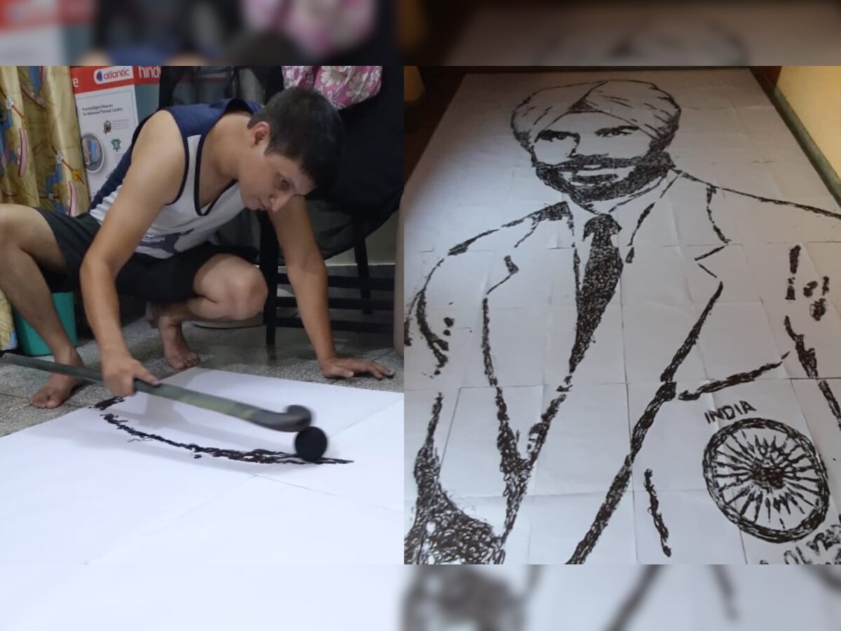 खास अंदाज में बलवीर सिंह सीनियर को श्रद्धांजलि, बिना कागज पर हाथ लगाए बनाया पोट्रेट