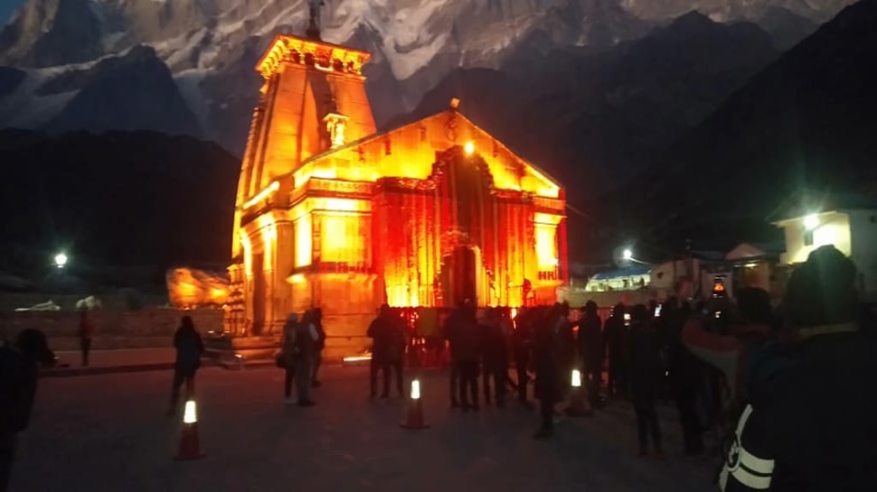 Kedarnath Temple Decorated With Lights and Flowers before Deepawali see