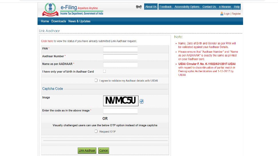 Link Pan-aadhaar online