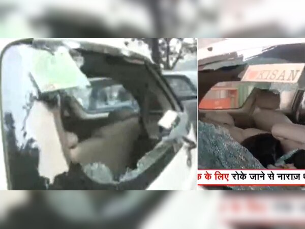 विज्ञान भवन के बाहर किसान नेता ने डंडा मारकर तोड़ा गाड़ी का शीशा, देखिए VIDEO