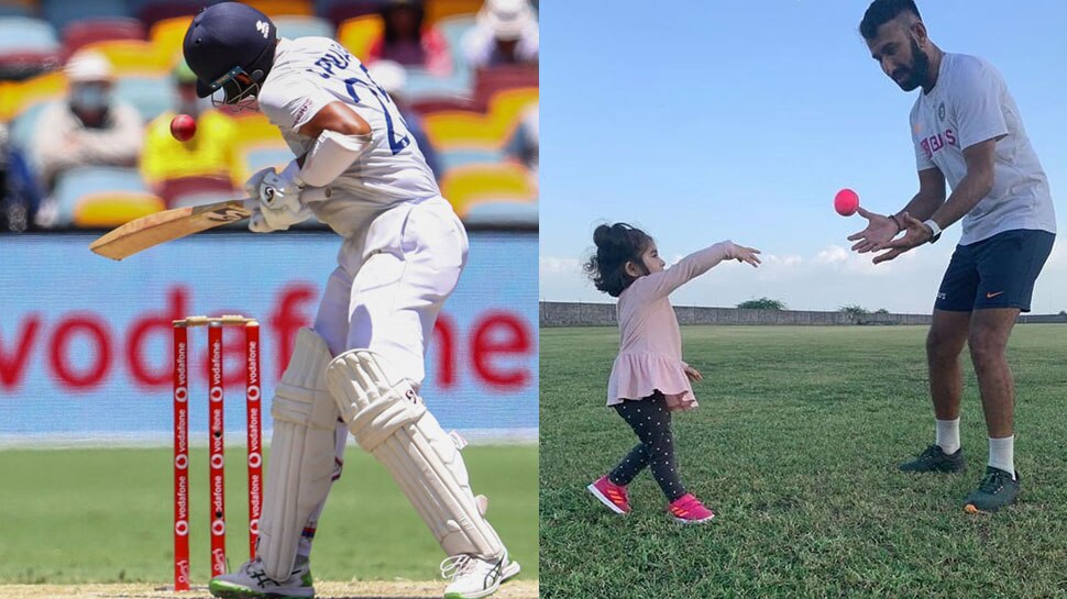 बेटी ने बताया चोट का इलाज Cheteshwar Pujara Daughter Kiss