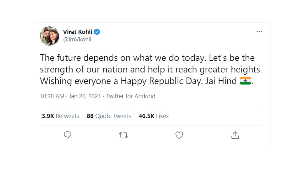 Virat Kohli on Republic Day 2021