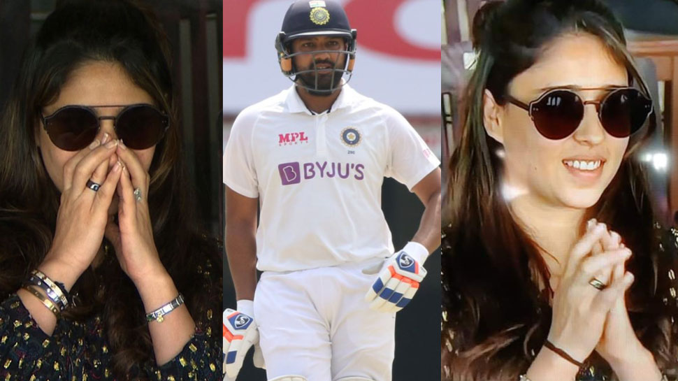 Image result for rohit-sharma-wife-ritika-sajdeh-becomes-his-lucky-charm-as-he-smashes-his-7-test-century