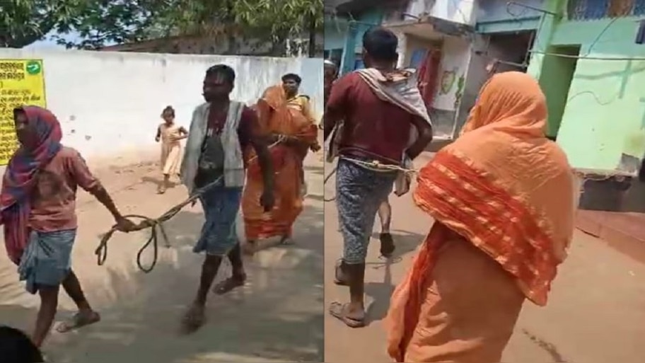 Viral video; ଯୁବକ ଓ ମହିଳାଙ୍କୁ ବାନ୍ଧି, ବୁଲାଇ ୭ ଗିରଫ