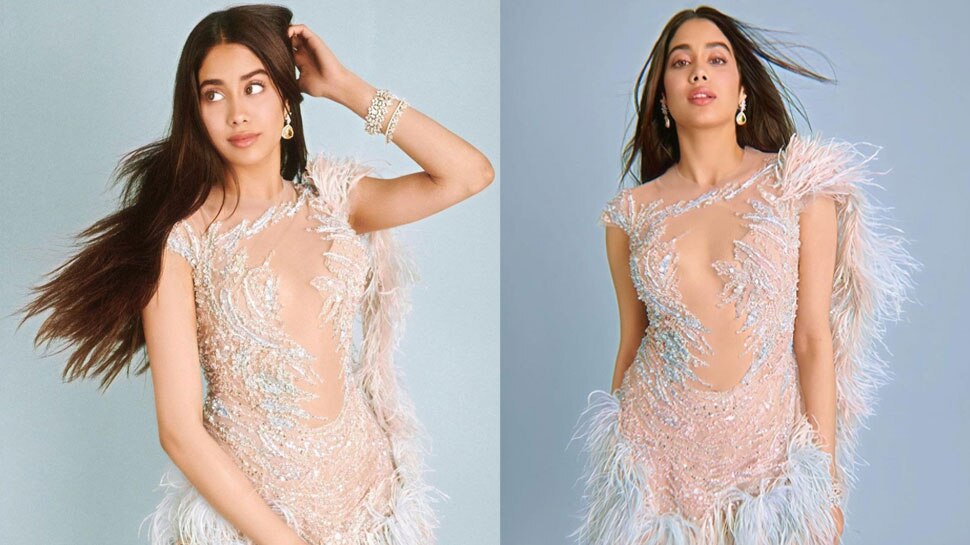 न्यूड कलर गाउन में जाह्नवी Janhvi Kapoor