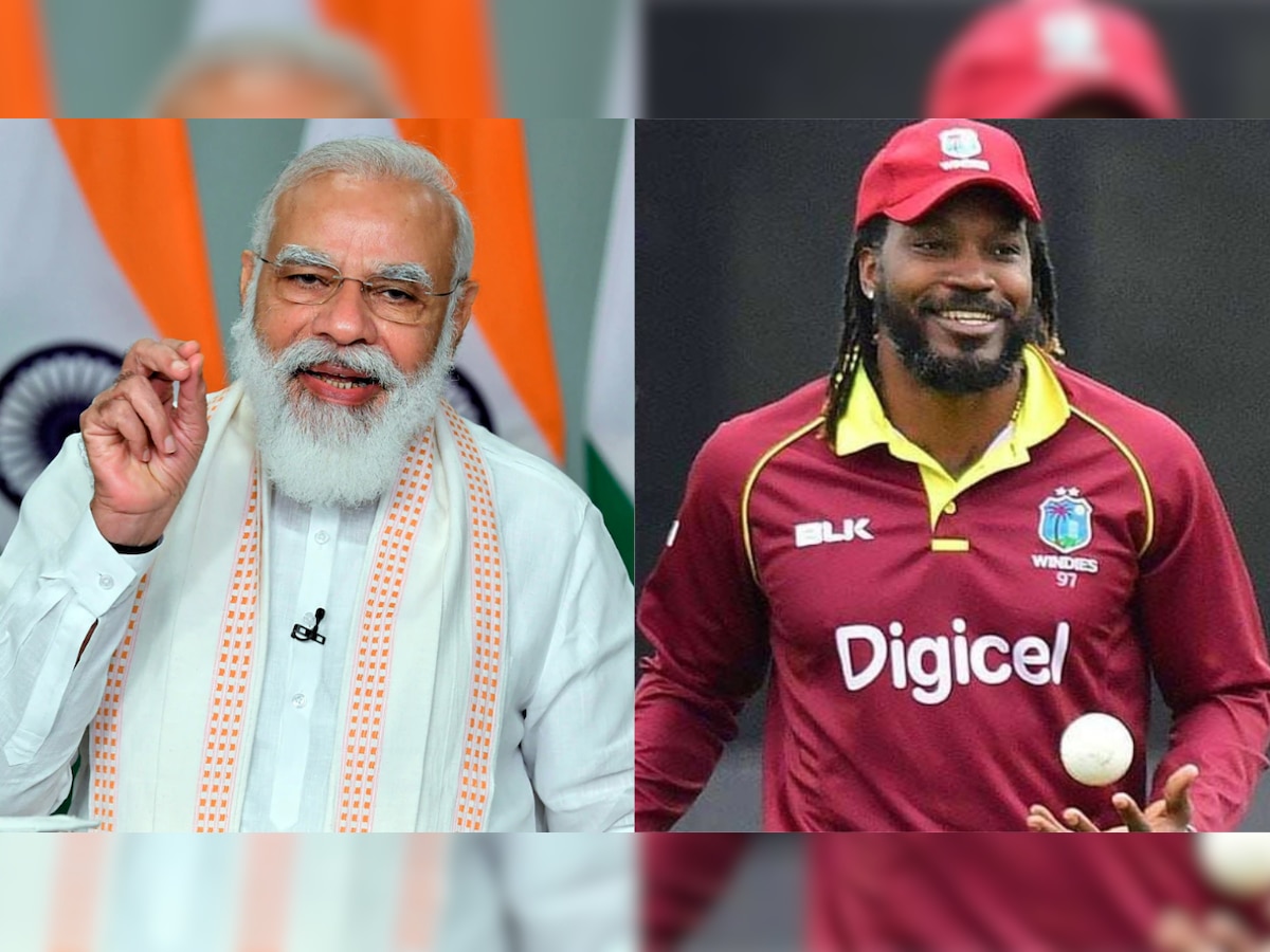 PM Modi and Chris Gayle