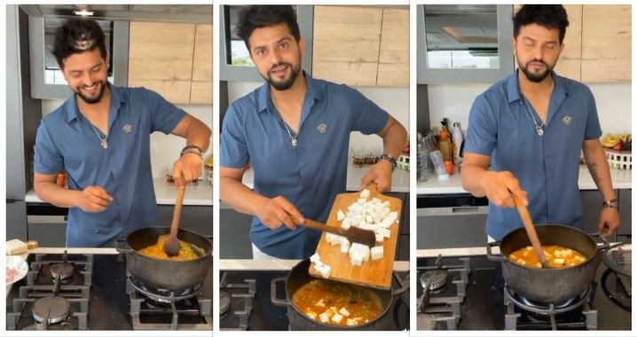 क्रिकेट पिच के बाद किचन में हाथ आजमाते दिखें सुरेश रैना, बनाया मटर पनीर
