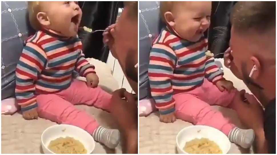 viral video of a kid laughing while eating his food will blow your monday  blues away | Viral Video: 30 सेकेंड के इस वीडियो में हंसता रहा बच्चा, देखते  ही दिन बन