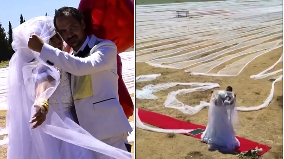 bride made Guinness World Records, wore the world's longest wedding