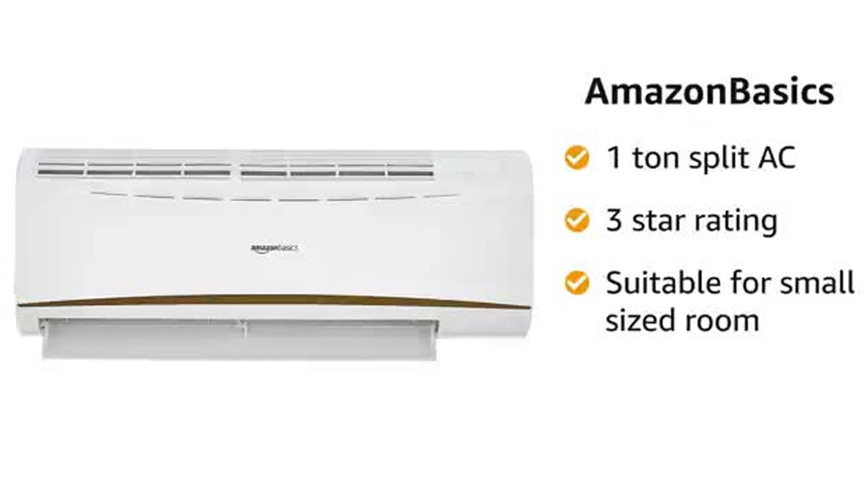 अमेजन बेसिस 1 टन 3 स्टार 2020 स्प्लिट एसी AmazonBasics 1 Ton 3 Star 2020 Split AC