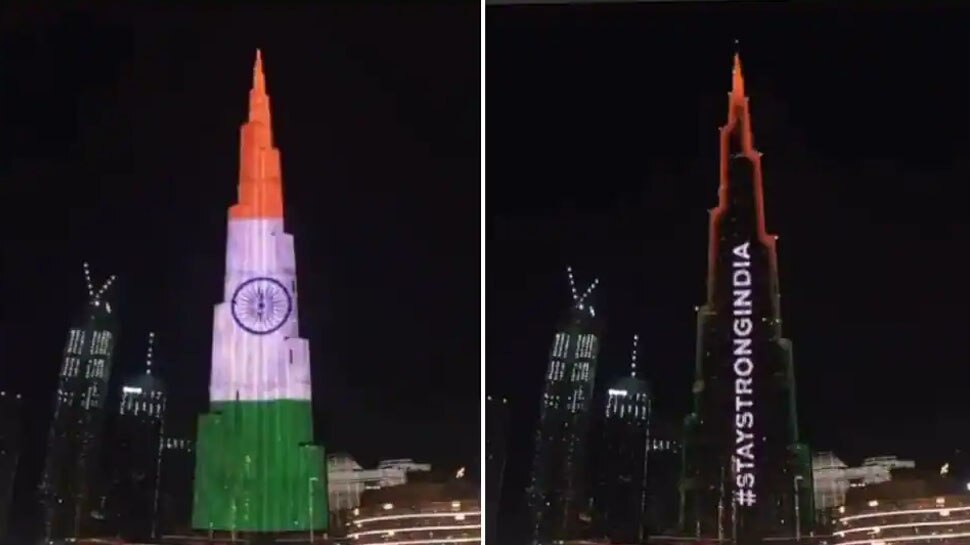 Corona पर भारत के साथ आया UAE, Burj Khalifa को 'तिरंगे' से किया रोशन