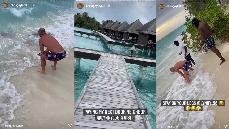 Chris Gayle and Chris Lynn Enjoy in Maldives, Try to catch ...