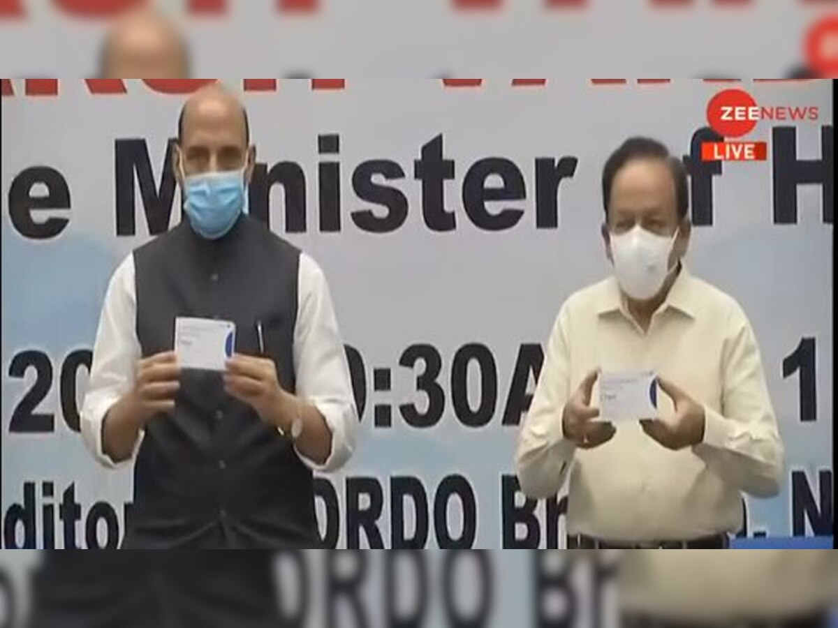 रक्षा मंत्री राजनाथ सिंह और केंद्रीय स्वास्थ्य मंत्री डॉ. हर्षवर्धन ने डीआरडीओ की एंटी कोविड मेडिसिन 2 डीजी लॉन्च की.