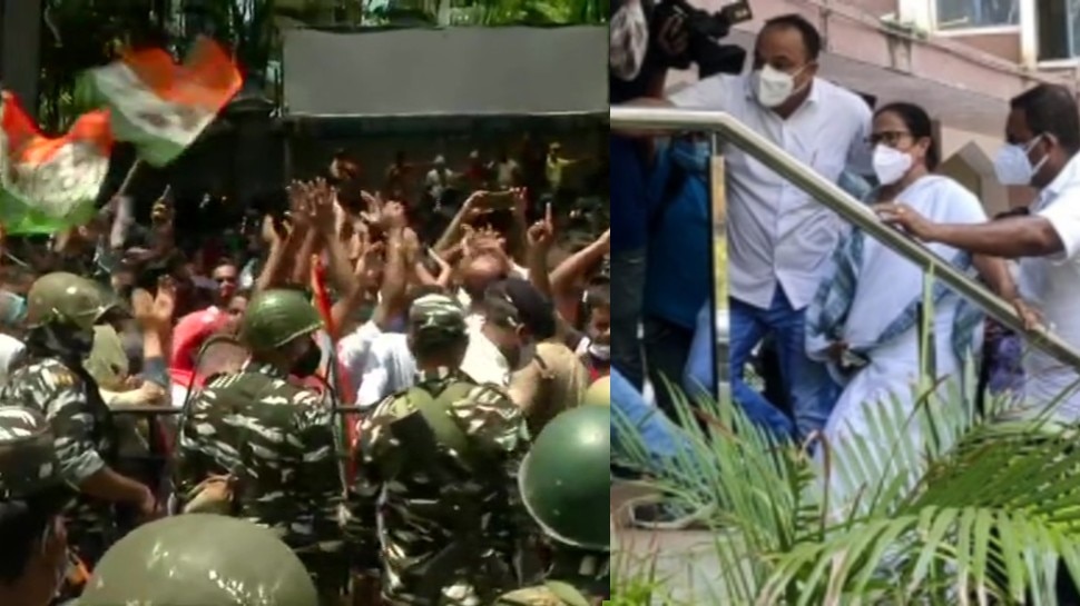 Mamata Baneree का सीबीआई के कोलकाता ऑफिस पर धरना, नाराज TMC समर्थकों ने राजभवन घेरा