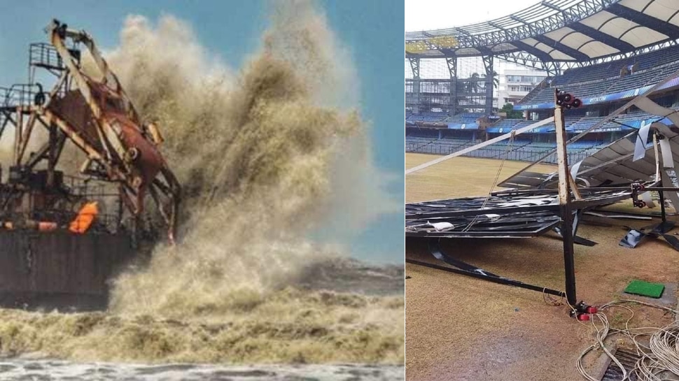 तूफान तौकते ने मुंबई के वानखेड़े स्टेडियम में भी मचाई तबाही, देखिए PHOTOS