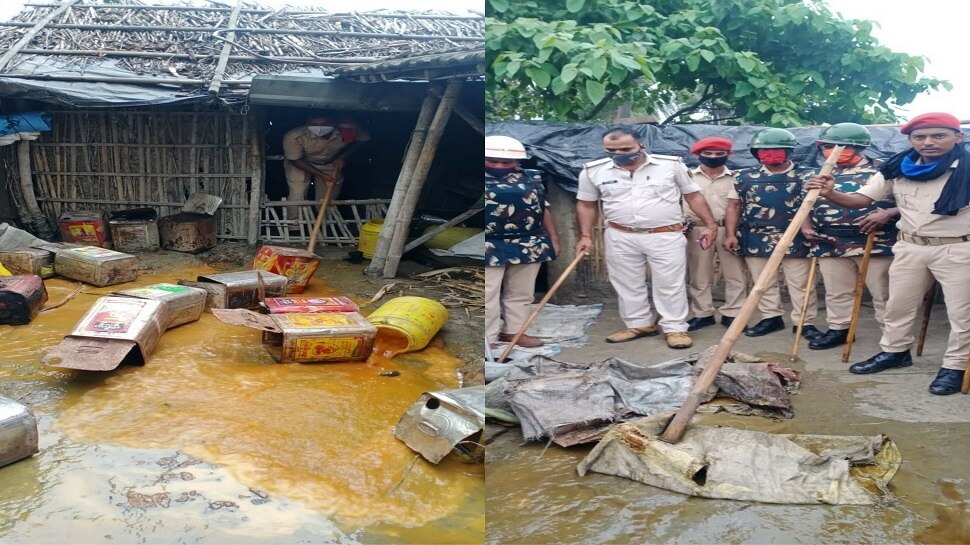 पुलिस ने अवैध भट्ठियों को किया ध्वस्त, हजारों लीटर शराब नष्ट, कारोबारी फरार