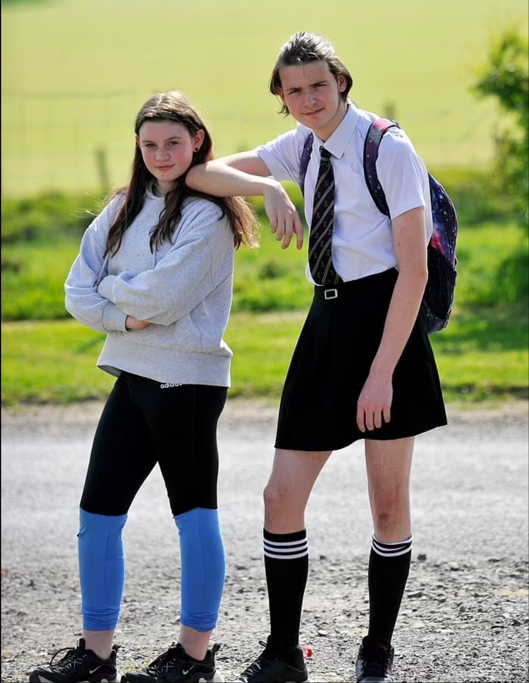 School Boy wears skirt to protest3