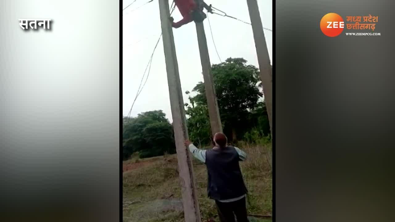 young man climbed electric pole suddenly supply started see what ...