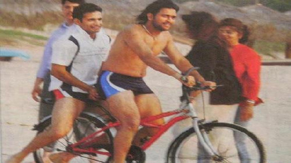 Dhoni riding cycle